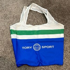 Tory Burch Sport blue, green, and white nylon reusable bag